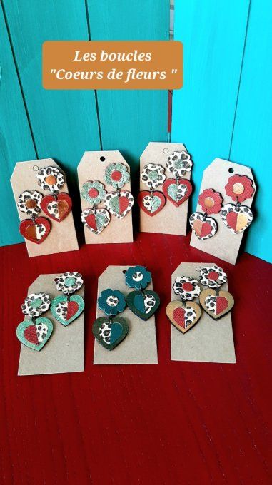 Boucles "Coeurs de fleurs"