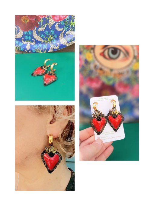 Boucles d'oreilles ex-votos rouges 