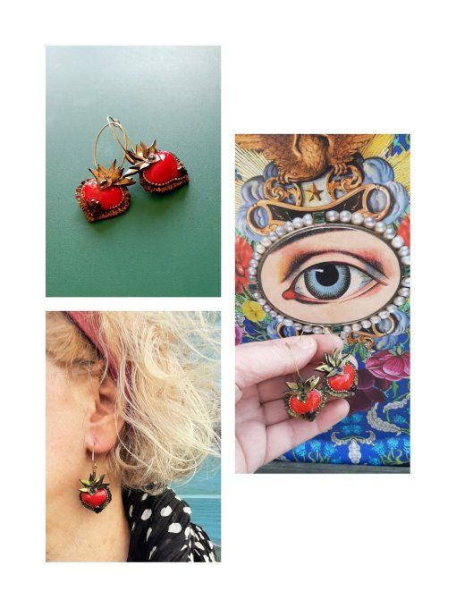 Boucles d'oreilles ex-votos rouges 