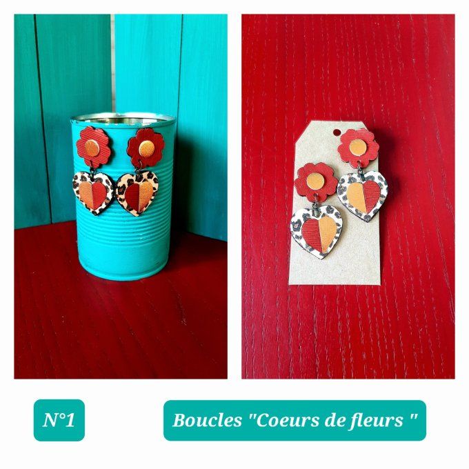 Boucles "Coeurs de fleurs"
